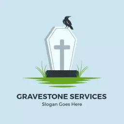 Elegant Gravestone Surrounded by Grass for Memorial Services Logo Template
