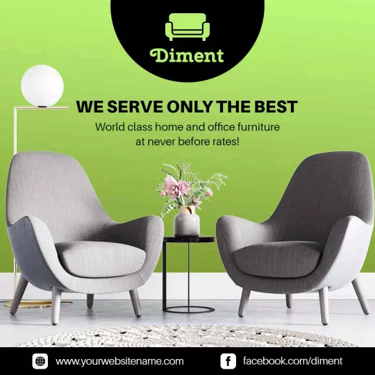 Elegant Gray Home Furniture with Green Background Ad Template
