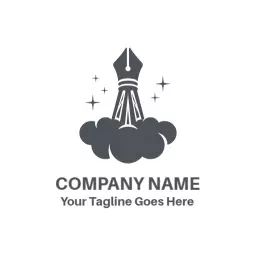 Elegant Gray Pen and Cloud Symbolizing Creative Company Logo Template