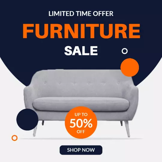 Elegant Gray Sofa with Limited Time Furniture Sale Ad Template