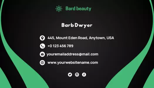 Elegant Green Abstract Beauty Salon Business Card Template