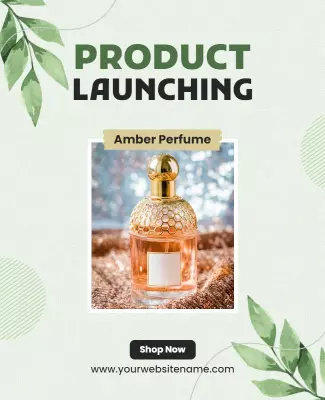 Elegant Green Amber Perfume Product Launching Poster Template