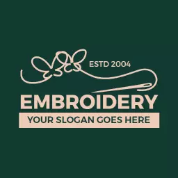 Elegant Green and Beige Embroidery Crafting Logo Template