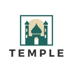 Elegant Green and Beige Temple Design Showcasing Spirituality Logo Template