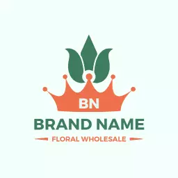 Elegant Green and Coral Crown Design for Floral Wholesale Logo Template