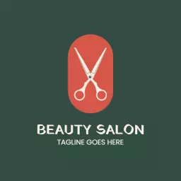 Elegant Green and Coral Scissors Symbolizing Beauty Salon Logo Template