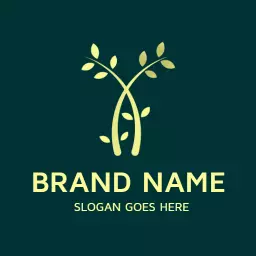 Elegant Green and Gold Minimalist Nature-Inspired Logo Template