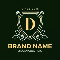 Elegant Green and Gold Shield Design for Trusted Branding Logo Template