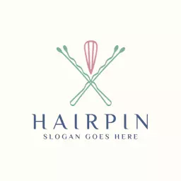 Elegant Green and Pink Hair Accessories Business Logo Template
