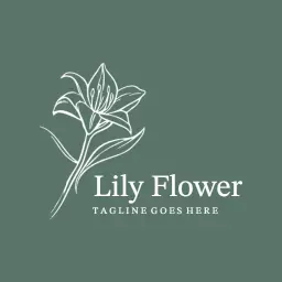 Elegant Green and White Design Showcasing Lily Flower Logo Template