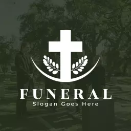 Elegant Green and White Funeral Service Memorial Logo Template