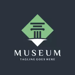 Elegant Green and White Museum Icon Representing Art History Logo Template