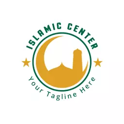 Elegant Green and Yellow Islamic Center with Crescent Logo Template