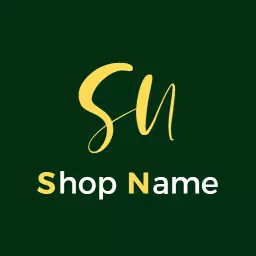 Elegant Green and Yellow Shop Name for Business Logo Template