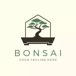 Elegant Green Bonsai Tree Design for Nature Logo Template