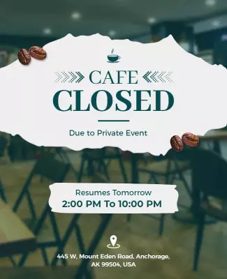 Elegant Green Cafe Closure Announcement Poster Template