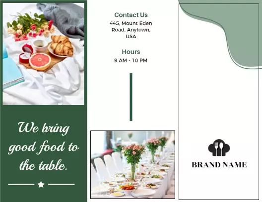 Elegant Green Catering Service Tri Fold Brochure Template