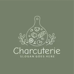 Elegant Green Charcuterie Design Showcasing Delicious Ingredients Logo Template