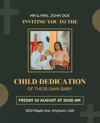 Elegant Green Child Dedication Ceremony Invitation Poster Template