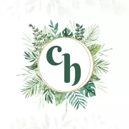 Elegant Green Circle Monogram Surrounded by Tropical Leaves Logo Template