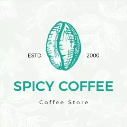 Elegant Green Coffee Bean Design Highlighting Aromatic Coffee Logo Template