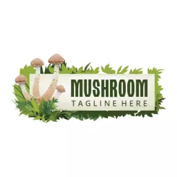 Elegant Green Design Featuring Fresh Mushroom Harvest Logo Template