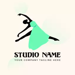 Elegant Green Dress Dance Moves Showcasing Artistic Expression Logo Template