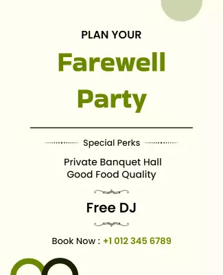Elegant Green Farewell Party Planning Poster Template