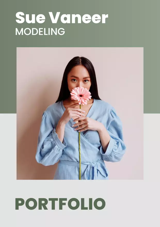 Elegant Green Fashion Modeling Portfolio Showcase Brochure Template