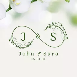 Elegant Green Floral Infinity Design for Wedding Logo Template