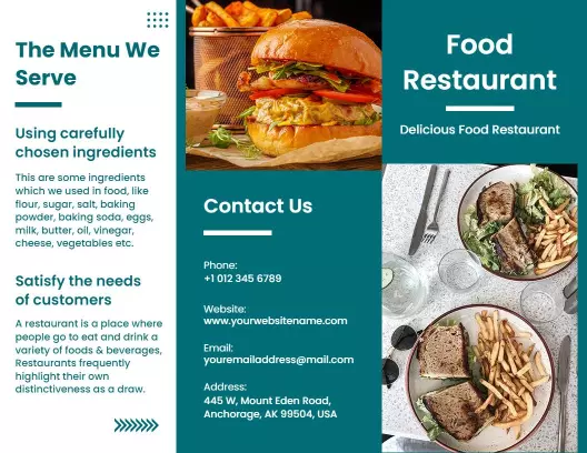 Elegant Green Food Restaurant Menu and Special Drink Brochure Template