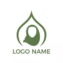 Elegant Green Hijab Design Capturing Cultural Beauty Logo Template