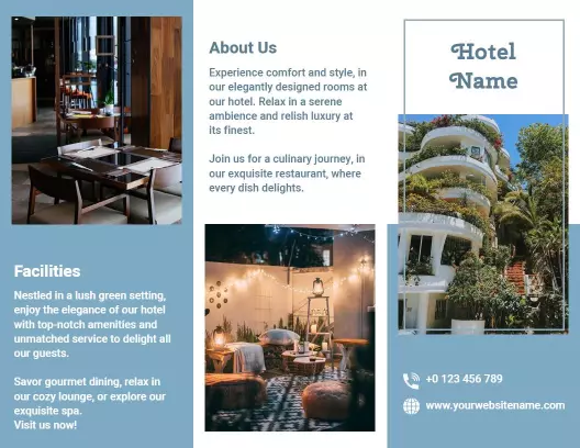 Elegant Green Hotel Facilities and Dining Experience Brochure Template