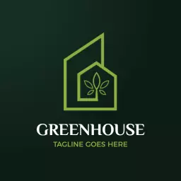 Elegant Green House Design with Lush Plant Elements Logo Template
