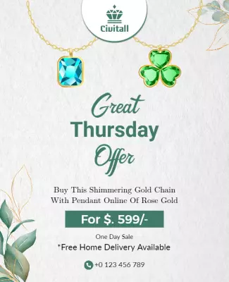 Elegant Green Jewelry Promotion for Thursday Offer Poster Template