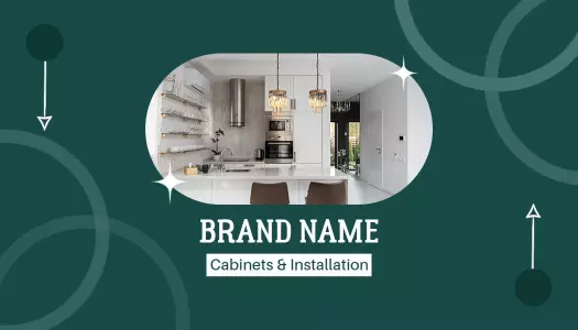 Elegant Green Kitchen Cabinets Installation Visiting Card Template