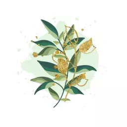 Elegant Green Leaf Design with Golden Accents Florist Logo Template