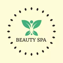 Elegant Green Leaf Design Within a Circular Beauty Spa Logo Template