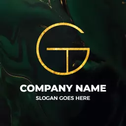 Elegant Green Marble Background Featuring Golden G Letter Logo Template