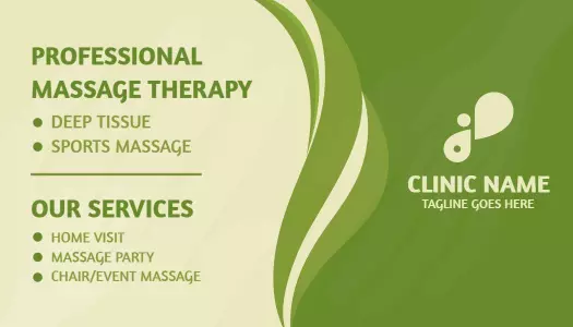 Elegant Green Massage Therapy Business Card Template
