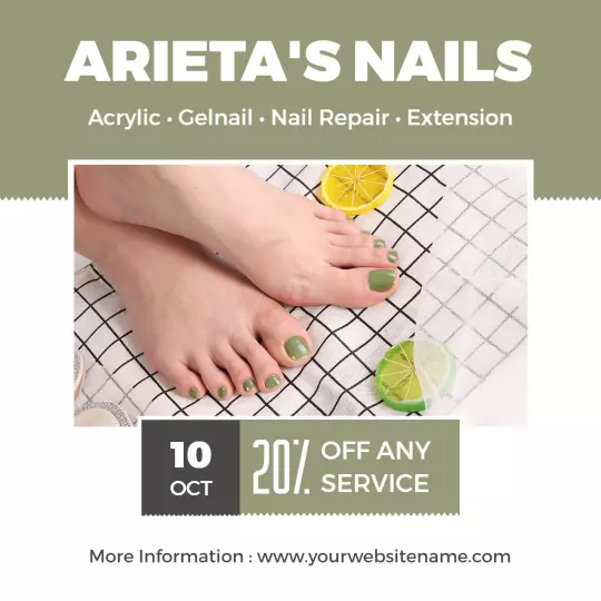 Elegant Green Nail Art Services Promotion Ad Template