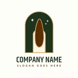 Elegant Green Nail Design with Stylish Arch Pattern Logo Template