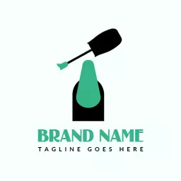 Elegant Green Nail Polish Design Showcasing Beauty Logo Template