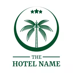 Elegant Green Palm Tree and Star Elements Hotel Logo Template