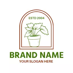 Elegant Green Plant in Pot Representing Gardening Logo Template