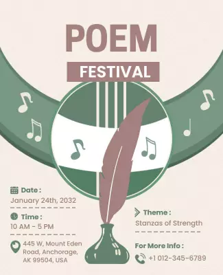 Elegant Green Poem Festival Theme Poster Template