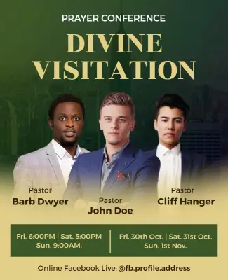 Elegant Green Prayer Conference Divine Visitation Poster Template