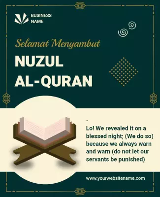 Elegant Green Quran Revelation Celebration Poster Template