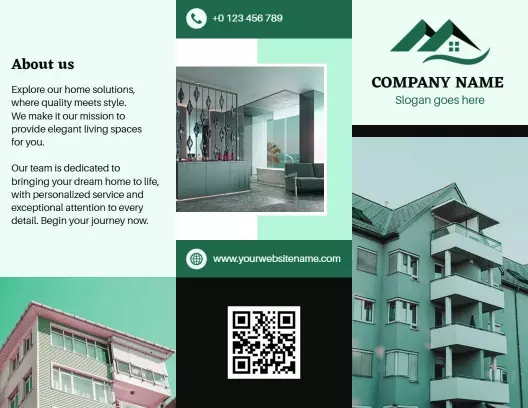 Elegant Green Real Estate Agency Services and Home Solutions Brochure Template