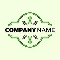 Elegant Green Rice Company Logo Featuring Leaf Patterns Logo Template